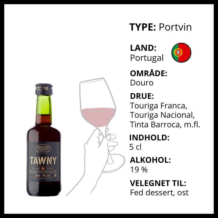 Borges Tawny Portvin fra Douro Portugal, velegnet til fed dessert og ost.