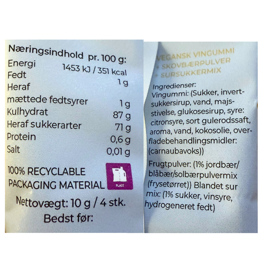 Vingummi med hvid chokolade og vilde bær. Flowpack - Box the original