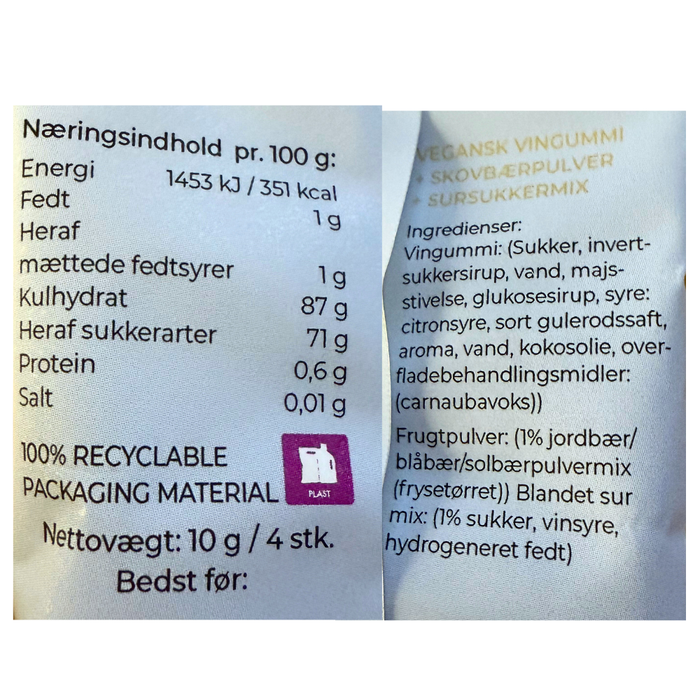 Vingummi med hvid chokolade og vilde bær. Flowpack - Box the original