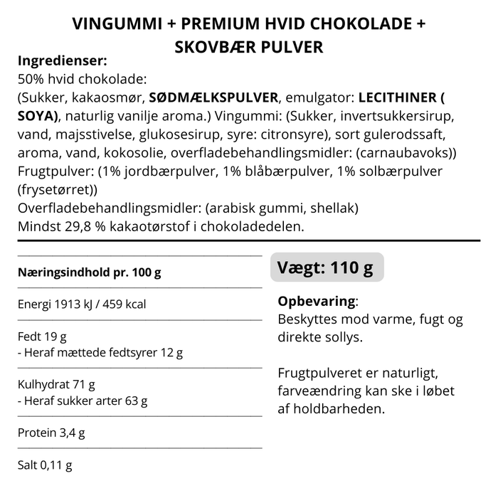 Vingummi m. hvid chokolade og vilde bær - Box the original
