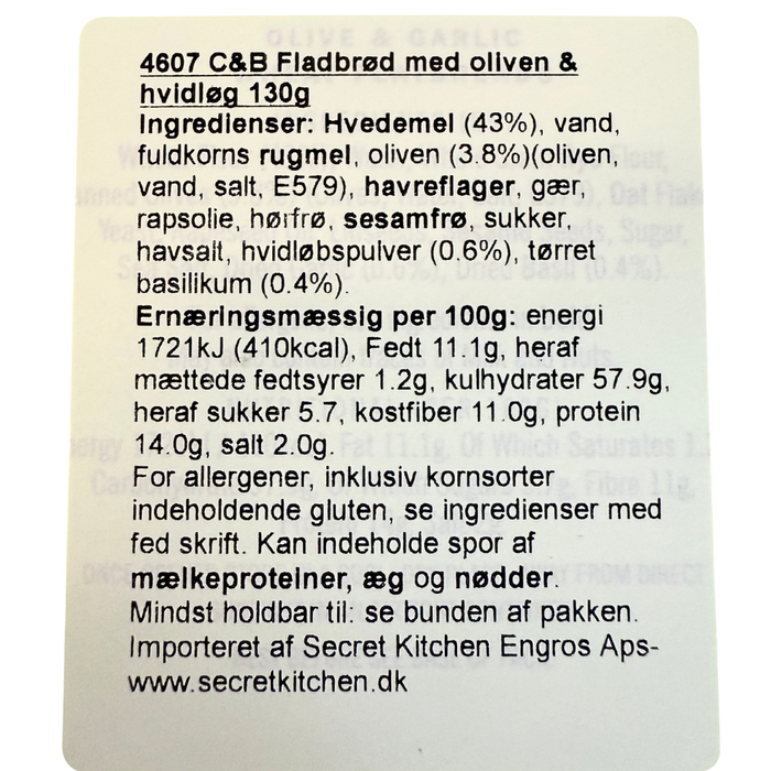 Snackbrød med oliven og hvidløg