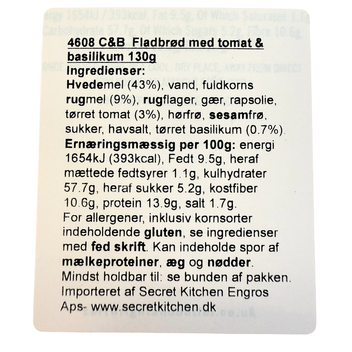 Snackbrød med tomat og basilikum