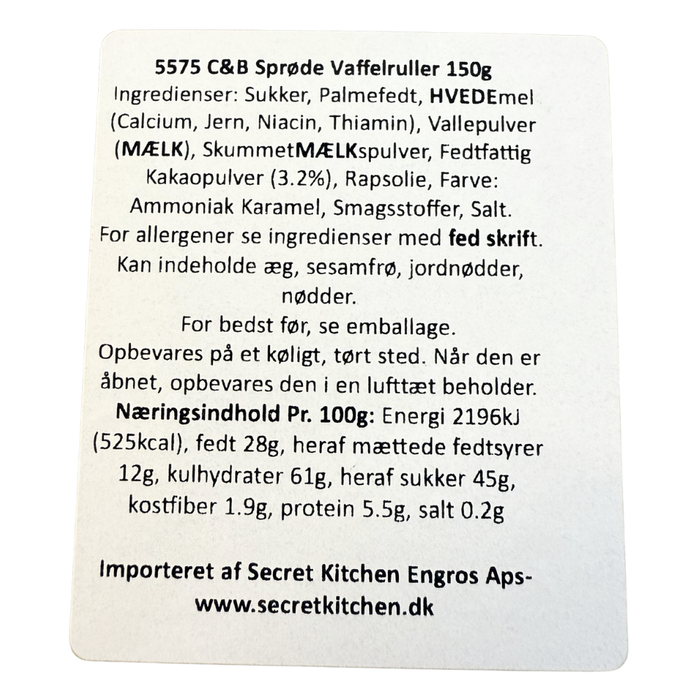 C&B - Sprøde vaffelruller med chokoladecreme