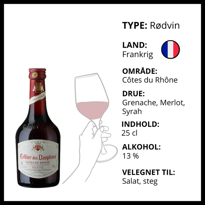 Rødvin, Cellier des Dauphins - Prestige Rød Mediterranée IGP 25 cl (Frankrig)