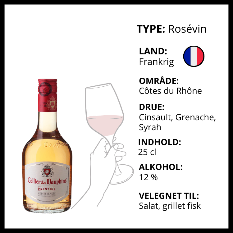 Cellier des Dauphins Prestige Méditerranée rosévin på 25 cl fra Frankrig.