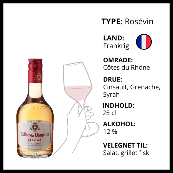 Rosé, Cellier des Dauphins - Prestige Rosé Mediterranée IGP 25 cl (Frankrig)