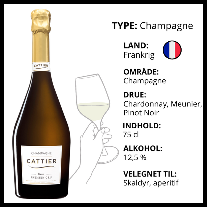 Mousserende, Champagne Cattier - Premier Cru Brut (Frankrig)