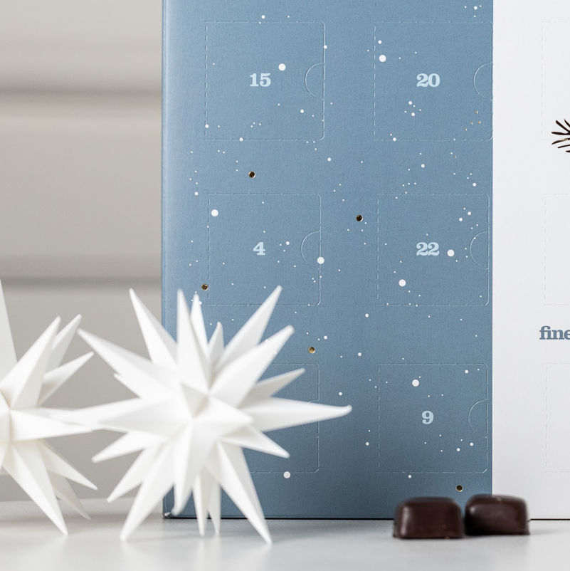 Chokoladejulekalender med mørk chokolade fra Xocolatl