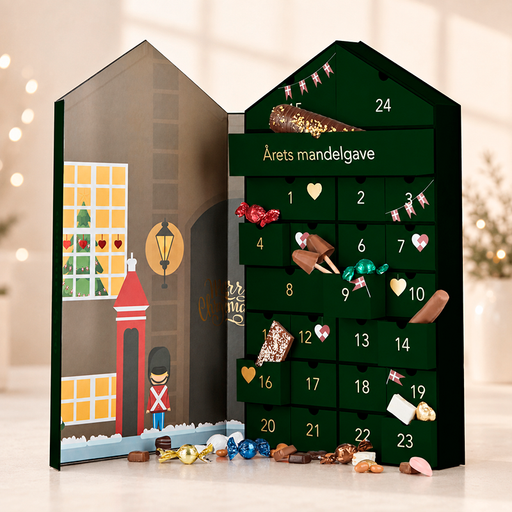 Cocoture julekalender hus 2026 inkl. mandelgave. Bestil online hos Delikatessehuset