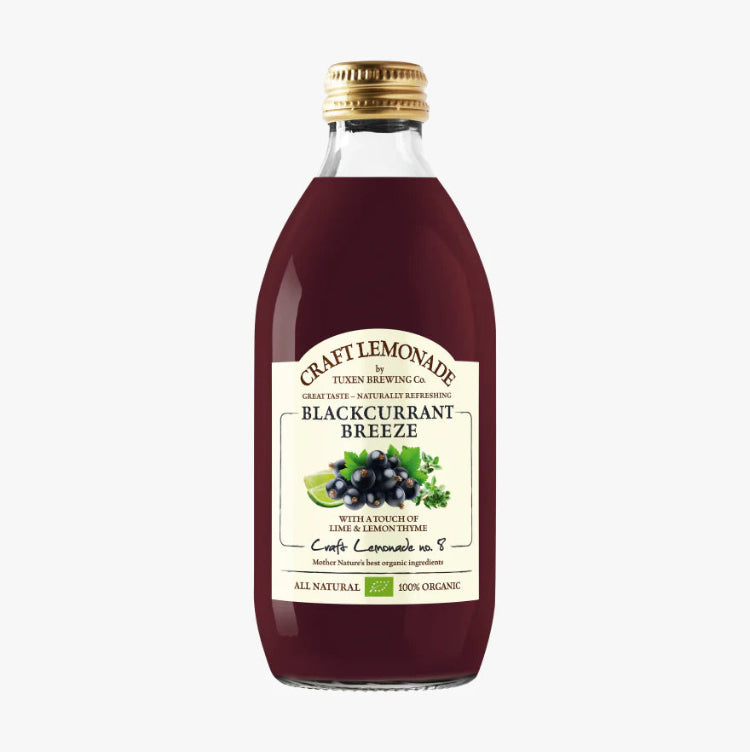 Craft Lemonade no. 8 Blackcurrant Breeze økologisk solbærlemonade med lime og citrontimian fra Tuxen Brewing.