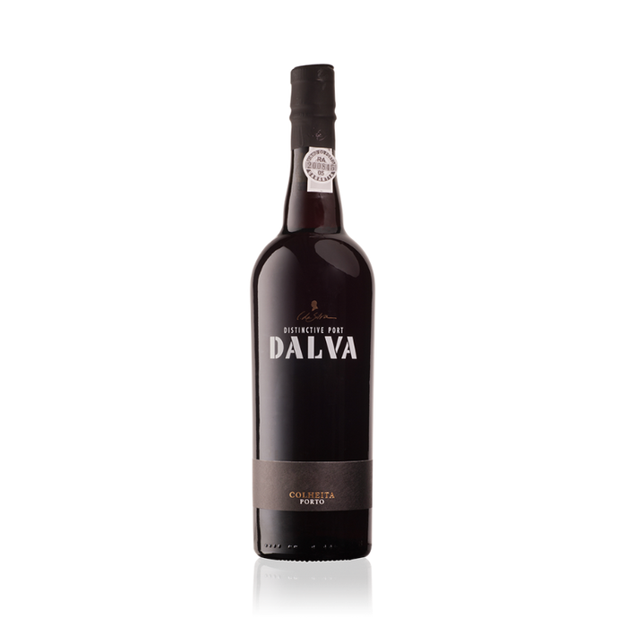 Flaske af Dalva Colheita 2004 – en tawny portvin med gylden farve og elegant årgangsetikette