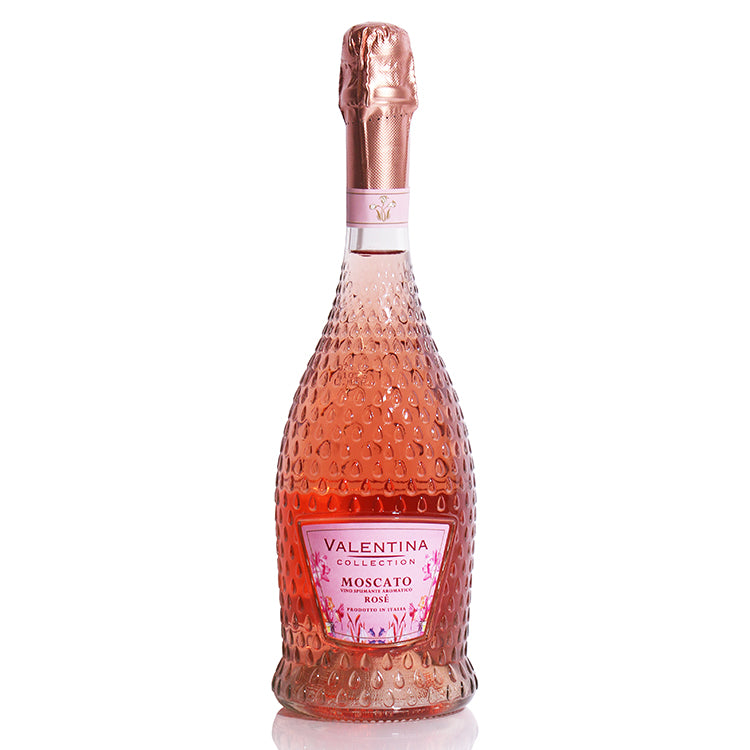 Valentina Collection Moscato Rosé mousserende vin i en dekorativ flaske fra Delikatessehuset.