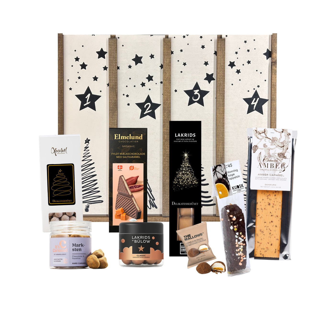 Adventskalender med slik og chokolade