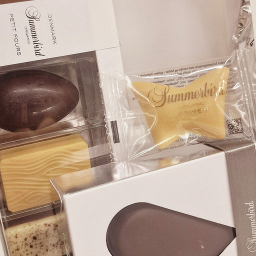 Gavepose med dansk økologisk chokolade fra Summerbird Organic