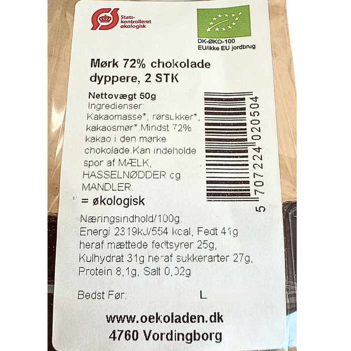 Rørepinde til varm kakao, mørk chokolade (økologisk)