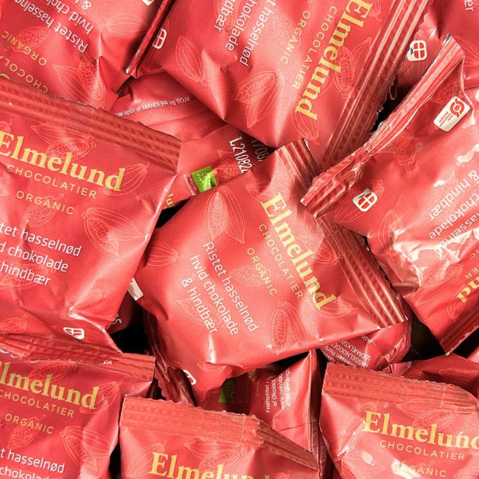 STORKØB, Hasselnødder m. hvid chokolade og hindbær, Flowpack - Elmelund (100 stk.)