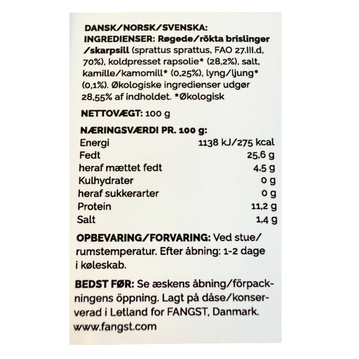 Brisling No. 1 (røget med lyng og kamille) koldpresset rapsolie - Fangst