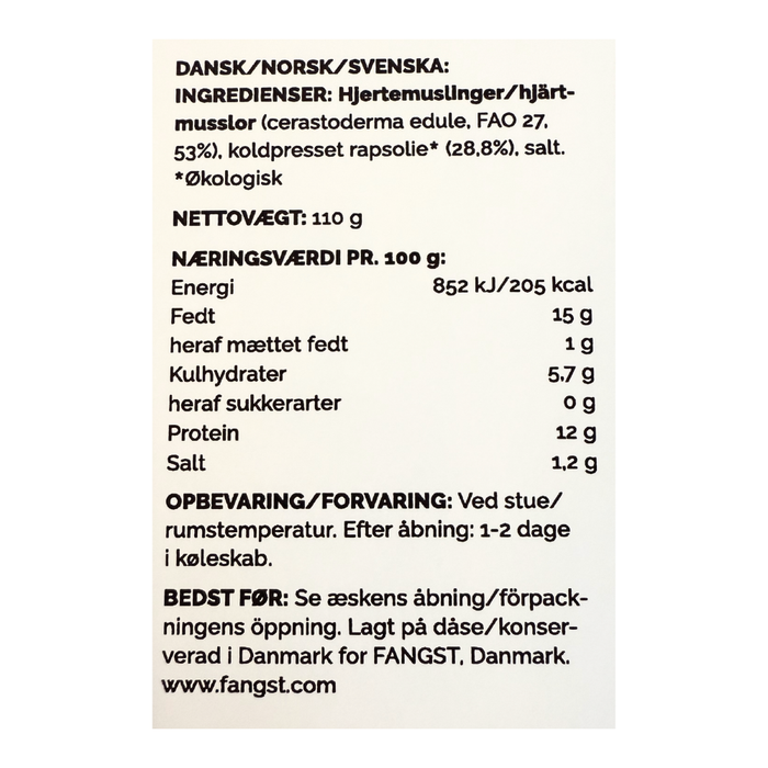 Hjertemusling i koldpresset rapsolie - Fangst