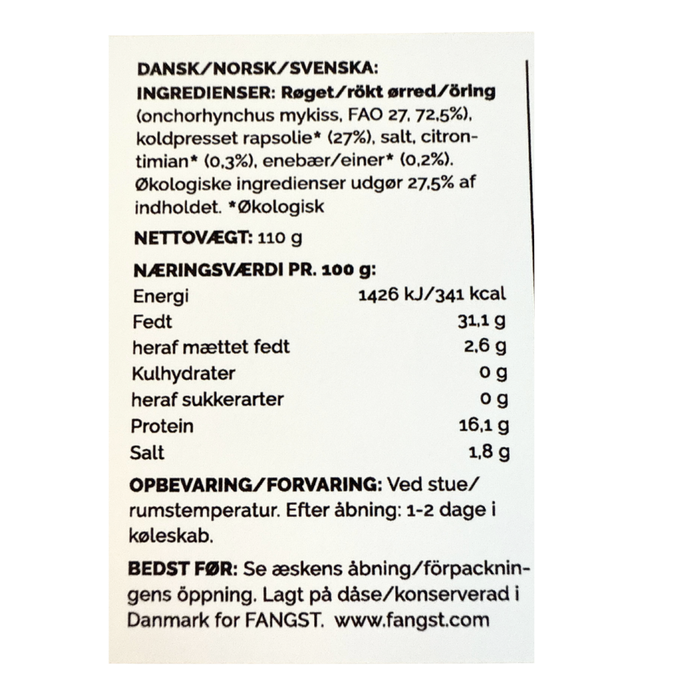 Røget dansk regnbueørred, enebær og citrontimian - Fangst