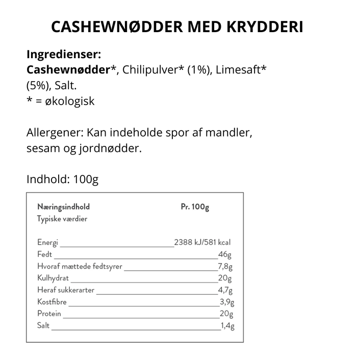 Chili og lime cashewnødder - Guru snack
