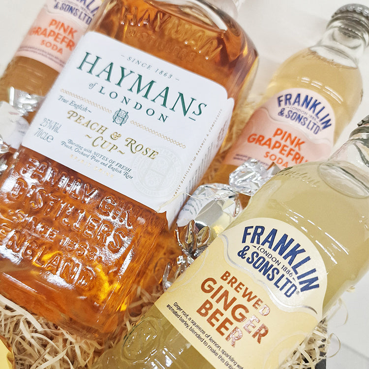 Gavekurv med Haymans Peach & Rose gin