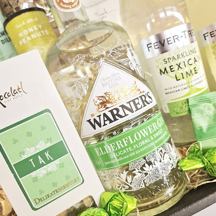 Gavekurv - 'TAK' gave med Gin, Tonic og krydrede delikatesser