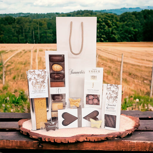 Gavepose med dansk økologisk chokolade fra Summerbird Organic