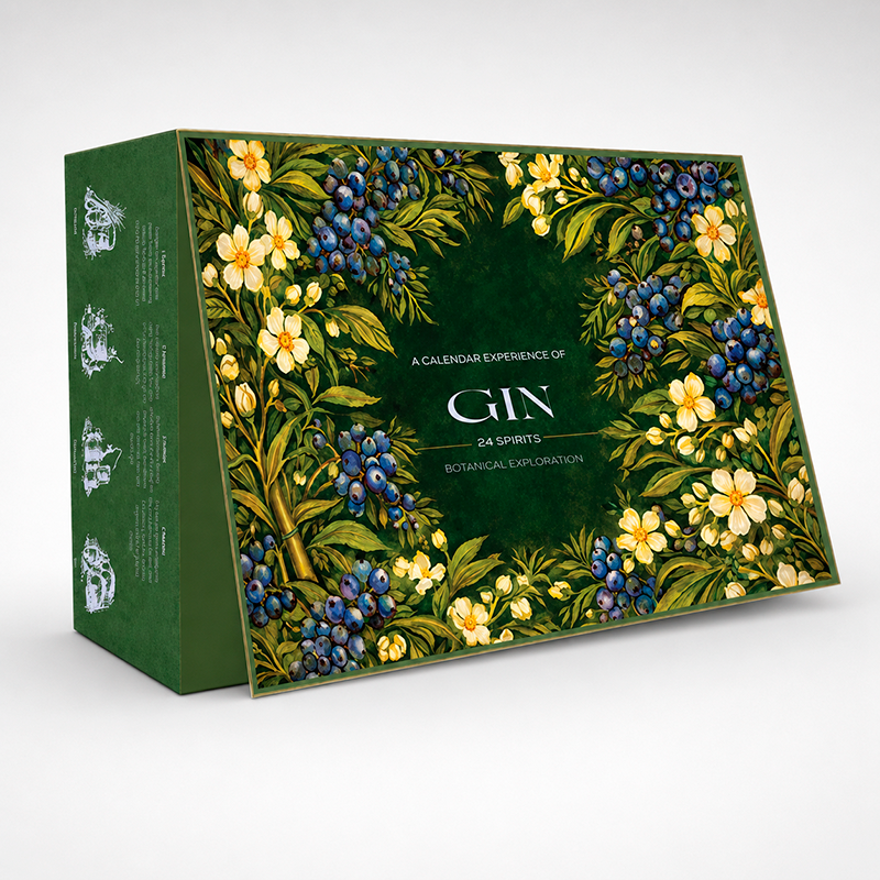 Gin julekalender fra Delikatessehuset 2026 - bestil årets julekalender med 24 gin her