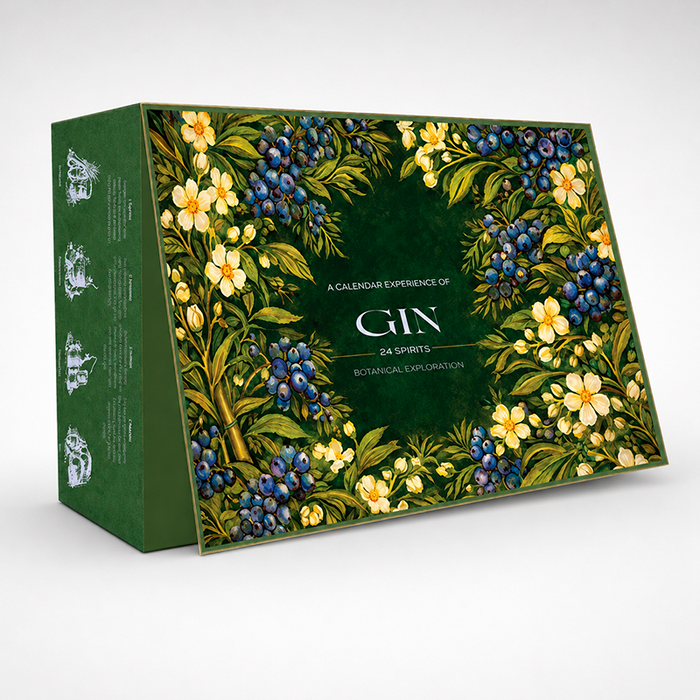 Gin julekalender fra Delikatessehuset 2026 - bestil årets julekalender med 24 gin her