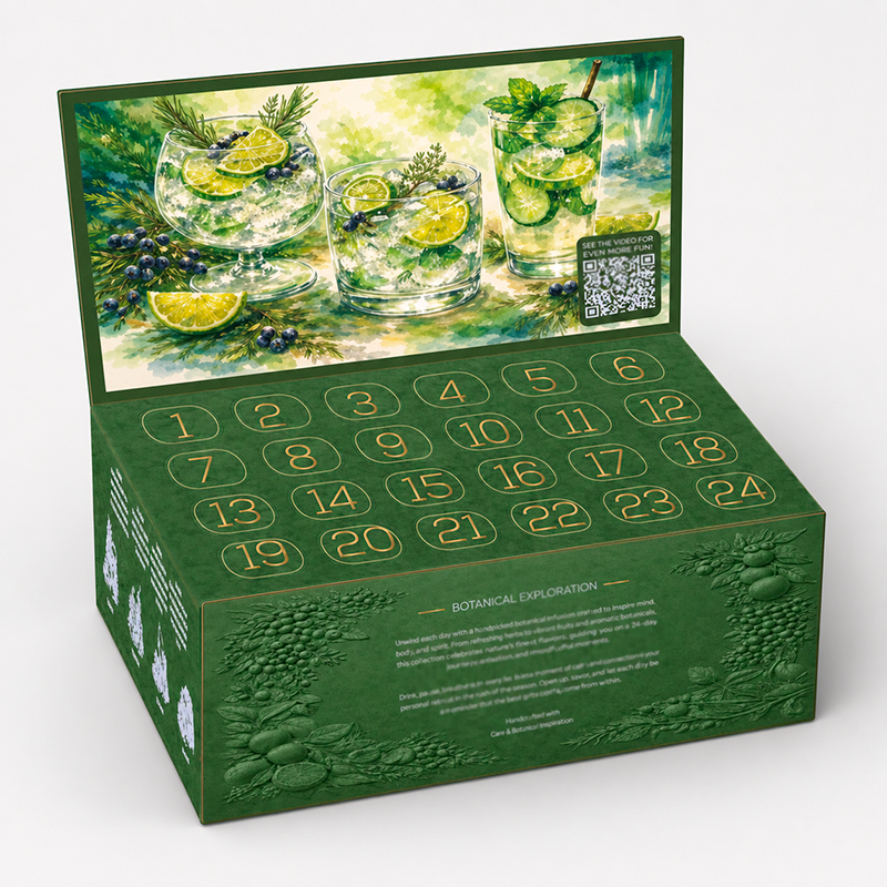 Gin julekalender fra Delikatessehuset 2026 - bestil årets julekalender med 24 gin her
