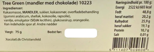 Grøn Juletræsæske m. Orangemandler - Xocolatl