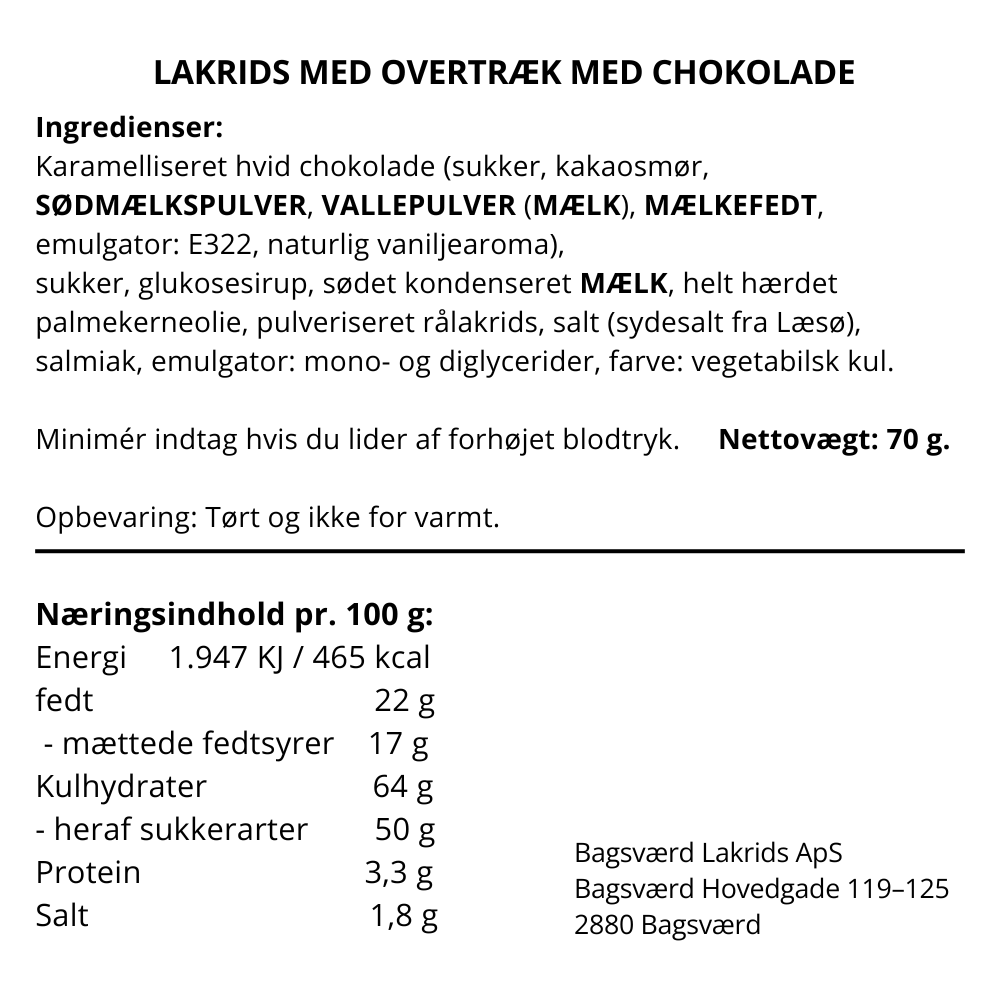 Gaveæske med lakrids med chokoladeovertræk fra Bagsværd Lakrids