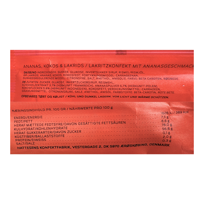 Ærøstang med ananas og kokos fra Hattesen's Konfektfabrik