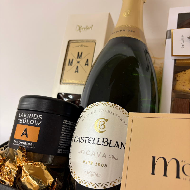 Gavekurv til mor med mousserende vin