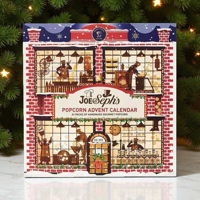Gourmet popcorn julekalender – eventyrlig julebog med 24 låger, der gemmer 19 unikke smagsvarianter, inkl. klassikere, julesmage og limited editions.	
