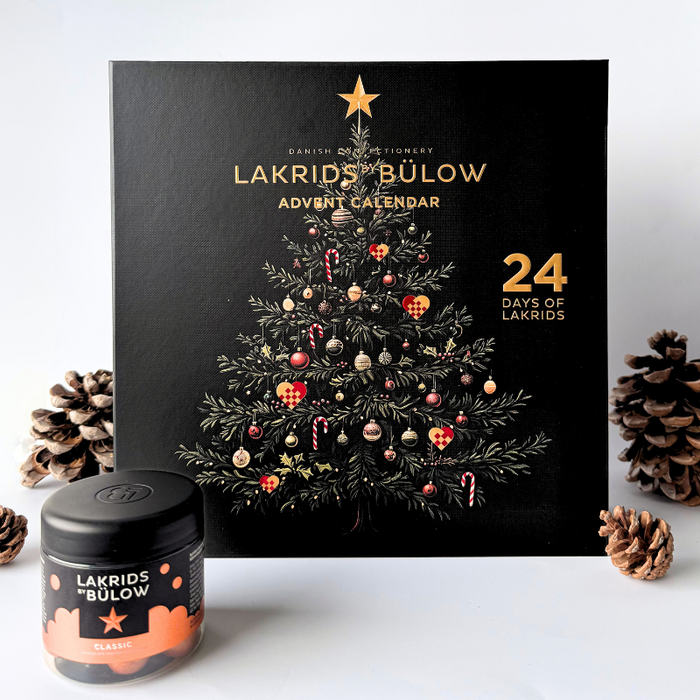 Johan Bülow lakridsjulekalender med 24 låger, fyldt med dansk gourmetlakrids