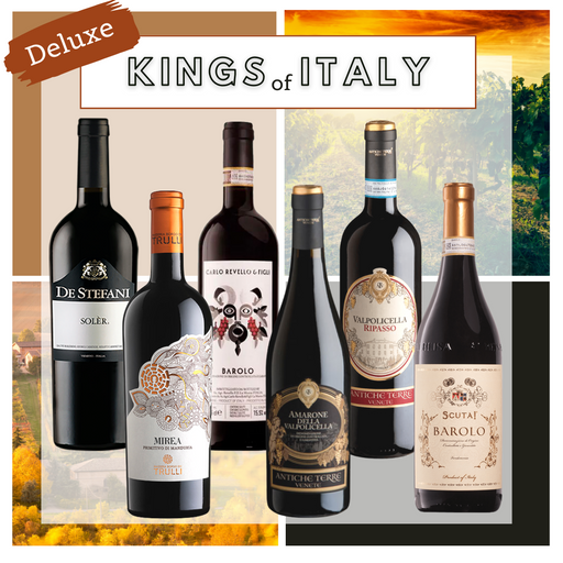 Vinsmagekasse Kings of Italy. Smagekasse med storslåede italienske rødvine, Amarone, Barolo m.m.