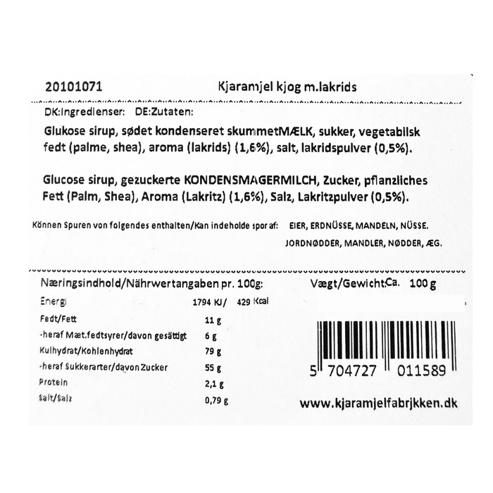 Kjaramel Fabrjkken - Kjaramjel kjog m. lakrjds