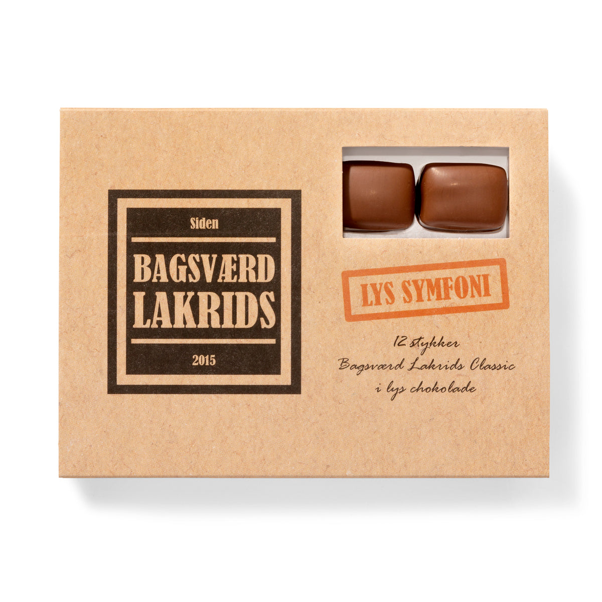 Gaveæske med lækker lakrids overtrukket af lys chokolade