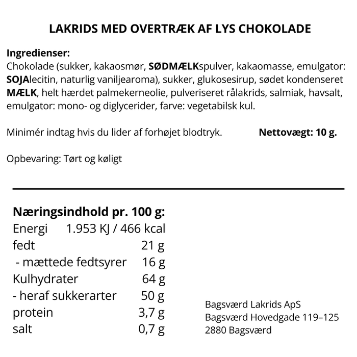 'Tillykke' - lakrids med chokolade fra Bagsværd Lakrids