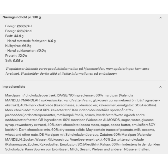 Valentinsgave - MY TRUE LOVE marcipanhjerter, Simply Chocolate