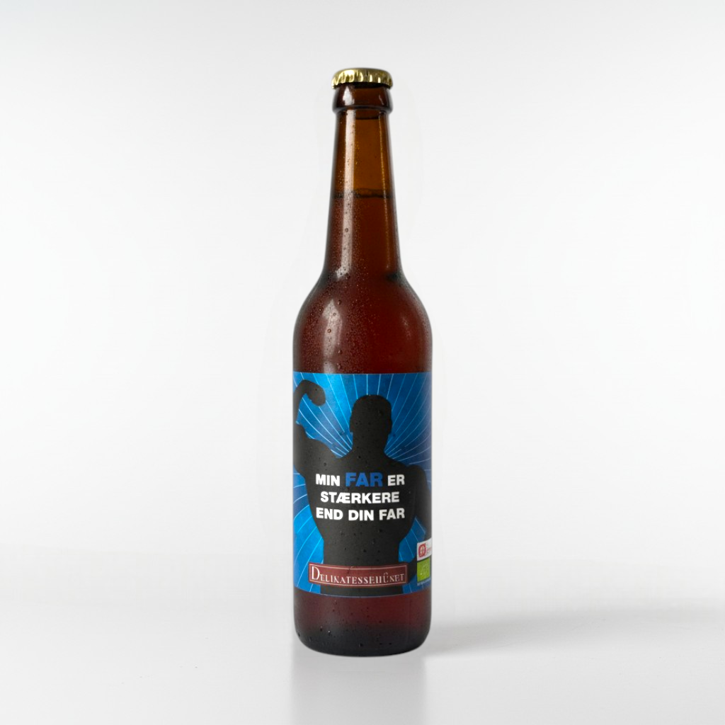 Fars dag gave med 2 danske specialøl med sjove motiver