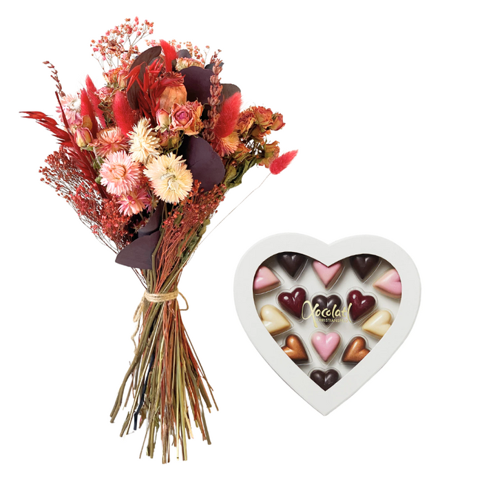 Blomsterbuket - Miss Love & Fyldte chokolader