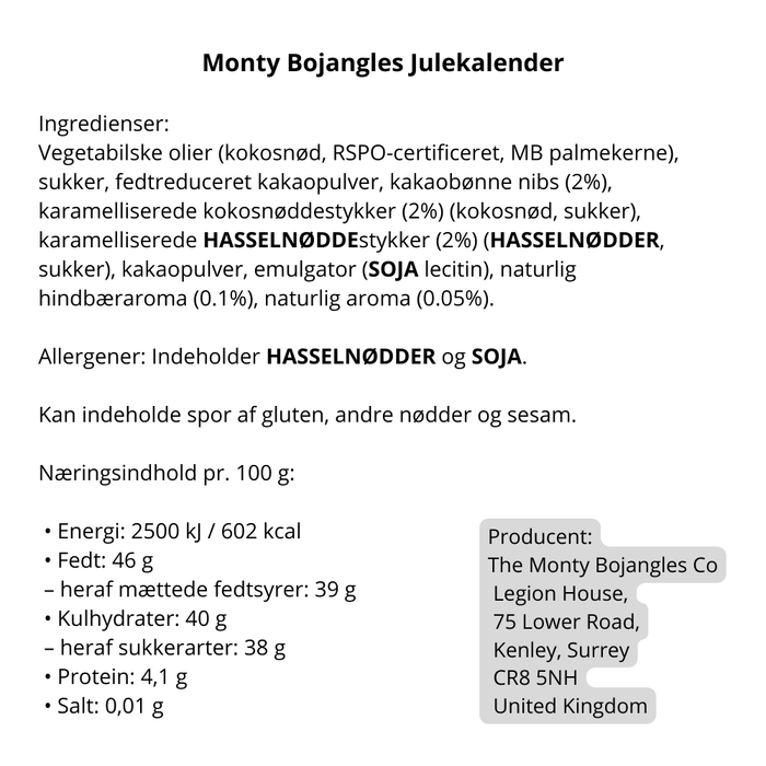 Julekalender med veganske chokoladetrøfler, Monty Bojangles