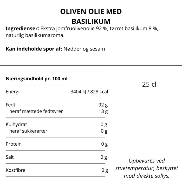 Olivenolie m. basilikum - Nicolas Vahé