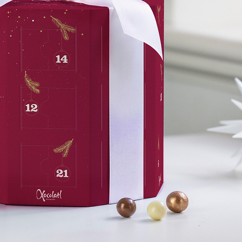 Julekalender med forskellige søde sager fra Xocolatl. Bestil online hos Delikatessehuset