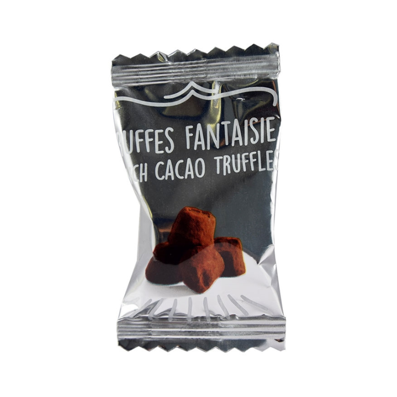 Chokoladetrøffel med champagne fra Weibel i sølvfarvet folie