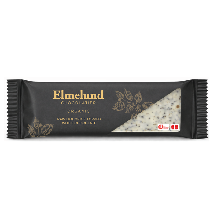 Lille chokoladebar i hvid chokolade med lakrids