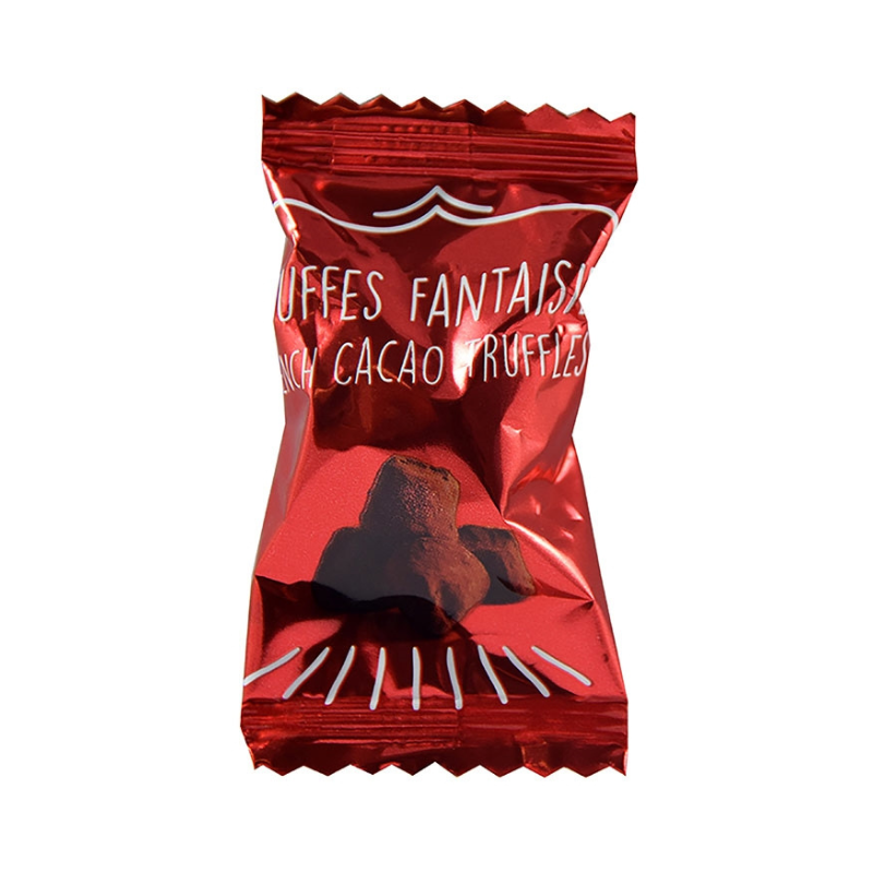 Weibel chokoladetrøffel med karamel og salt i rød folie