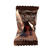 Chokoladetrøffel med lakrids fra Weibel pakket enkeltvis i brun folie